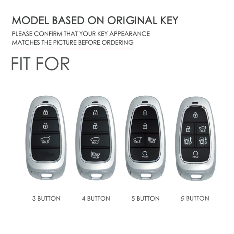 Hallmo Car Cowhide Leather Key Protective Cover Key Case for Hyundai 6-button(Blue) - Car Key Cases by Hallmo | Online Shopping South Africa | PMC TechLife | Buy Now Pay Later Mobicred