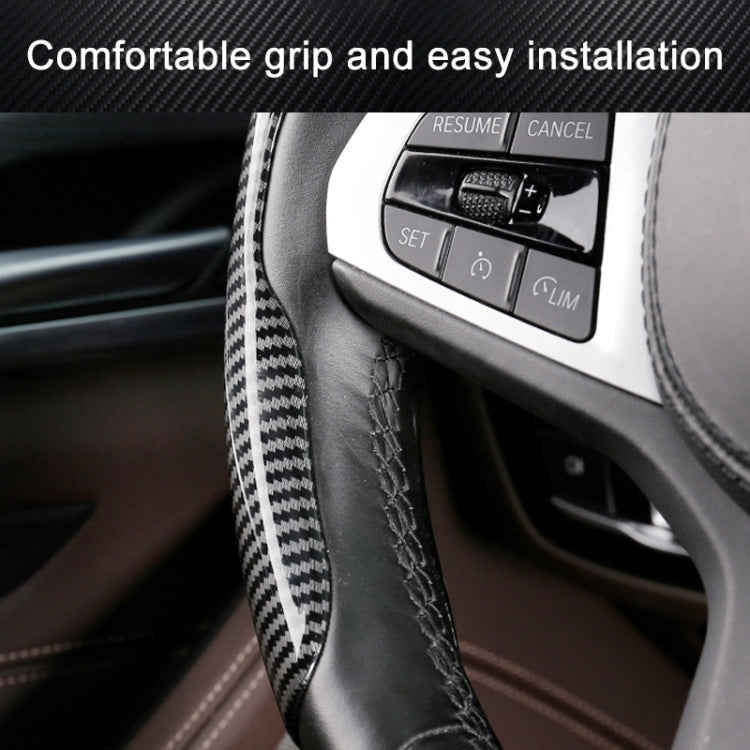 Car Universal Carbon Fiber Steering Wheel Cover (Black) - Steering Wheel Accessories by PMC TechLife | Online Shopping South Africa | PMC TechLife | Buy Now Pay Later Mobicred