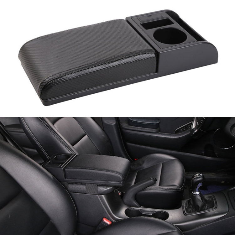 Car Multi-functional Dual USB Armrest Box Booster Pad, Carbon Fiber Leather Straight Type (Black) - Seat Accessories by PMC TechLife | Online Shopping South Africa | PMC TechLife | Buy Now Pay Later Mobicred