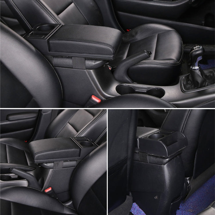 Car Multi-functional Dual USB Armrest Box Booster Pad, Carbon Fiber Leather Straight Type (Black) - Seat Accessories by PMC TechLife | Online Shopping South Africa | PMC TechLife | Buy Now Pay Later Mobicred