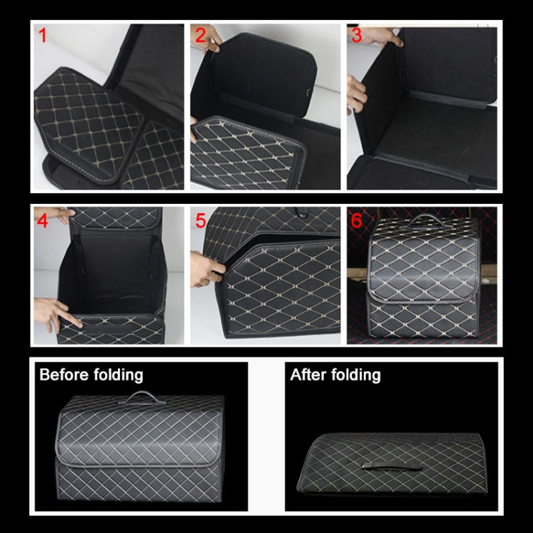 Car Trunk Foldable Storage Box, Rhombic Grid Middle Size: 40 x 32 x 30cm (Black Red) - Stowing Tidying by PMC Jewellery | Online Shopping South Africa | PMC Jewellery | Buy Now Pay Later Mobicred