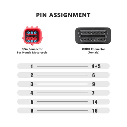 16Pin to 6Pin Motorcycles OBD2 Conversion Cable OBDII Diagnostic Adapter Cable for Honda - Cables & Connectors by PMC Jewellery | Online Shopping South Africa | PMC Jewellery | Buy Now Pay Later Mobicred