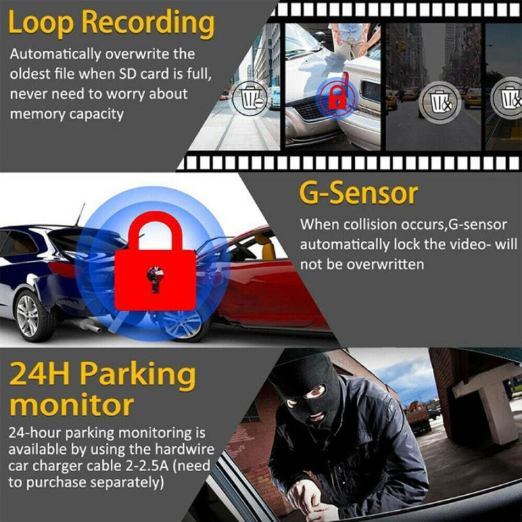 H809 4 inch Car HD Double Recording Driving Recorder, WiFi + Gravity Parking Monitoring - Car DVRs by PMC Jewellery | Online Shopping South Africa | PMC Jewellery | Buy Now Pay Later Mobicred