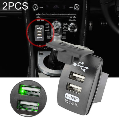 2 PCS Switch Type Dual USB 3.1A Car Charger 12-24V(Green Light) - DIY Modified Charger by PMC Jewellery | Online Shopping South Africa | PMC Jewellery | Buy Now Pay Later Mobicred