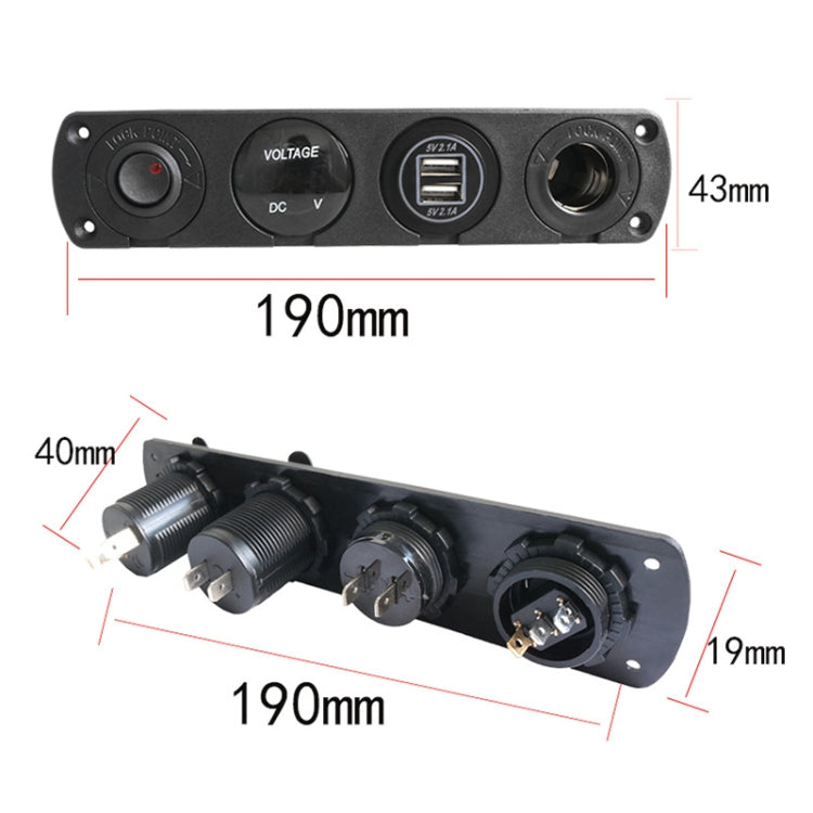 3 PCS 4-hole Panel Combination Switch Dual USB 4.2A Power Plug with Voltmeter(Green Light) - DIY Modified Charger by PMC Jewellery | Online Shopping South Africa | PMC Jewellery | Buy Now Pay Later Mobicred