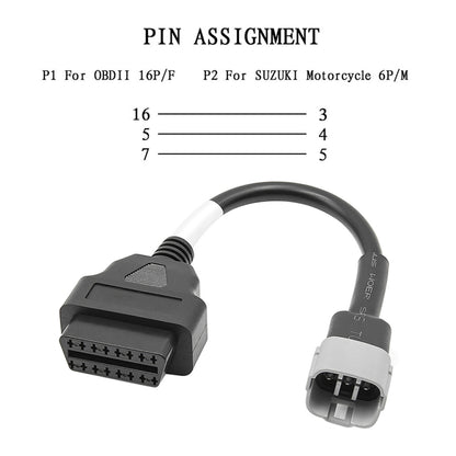 Motorcycle OBD 16PIN Female to 6PIN Connector Cable for Suzuki - Cables & Connectors by PMC Jewellery | Online Shopping South Africa | PMC Jewellery | Buy Now Pay Later Mobicred