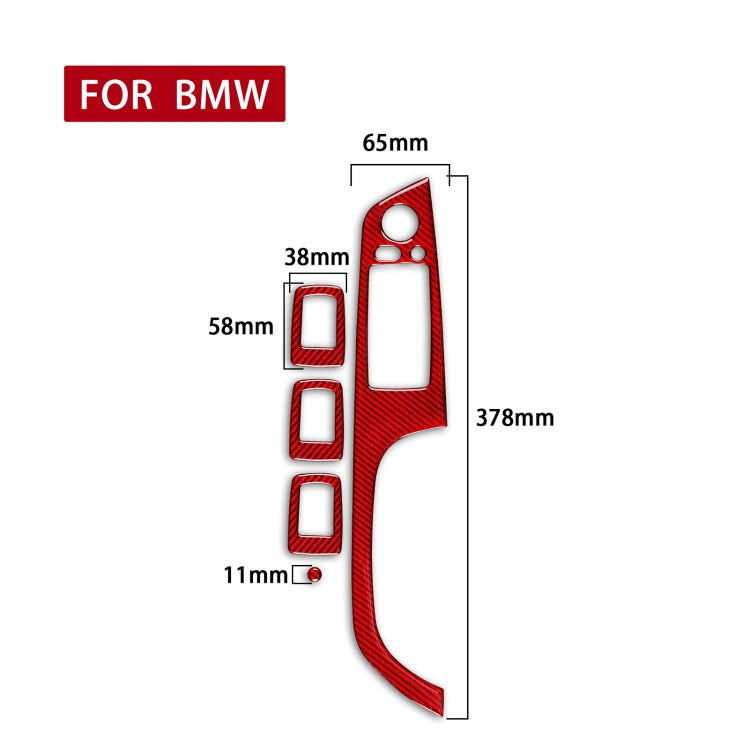 5 PCS Set for BMW 3 Series E90 Carbon Fiber Car Right Driving Lifting Panel Decorative Sticker with Folding, Diameter: 37.8cm(Red) - Car Interior Mouldings by PMC Jewellery | Online Shopping South Africa | PMC Jewellery | Buy Now Pay Later Mobicred