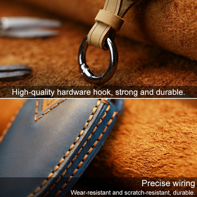 For PEUGEOT Car Cowhide Leather Key Protective Cover Key Case(Blue) - Car Key Cases by PMC TechLife | Online Shopping South Africa | PMC TechLife | Buy Now Pay Later Mobicred