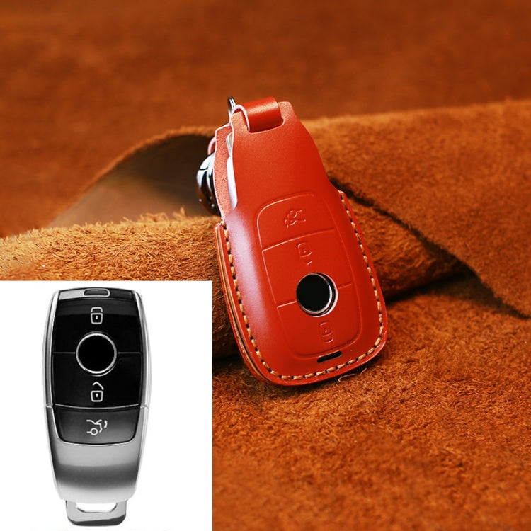 For Mercedes-Benz Colorful Edge Style Car Cowhide Leather Key Protective Cover Key Case (Red) - Car Key Cases by PMC Jewellery | Online Shopping South Africa | PMC Jewellery | Buy Now Pay Later Mobicred