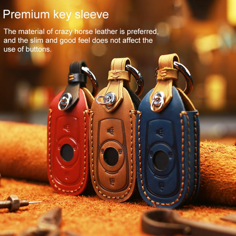 For Buick Car Cowhide Leather Key Protective Cover Key Case, Five Keys Version (Brown) - Car Key Cases by PMC TechLife | Online Shopping South Africa | PMC TechLife | Buy Now Pay Later Mobicred