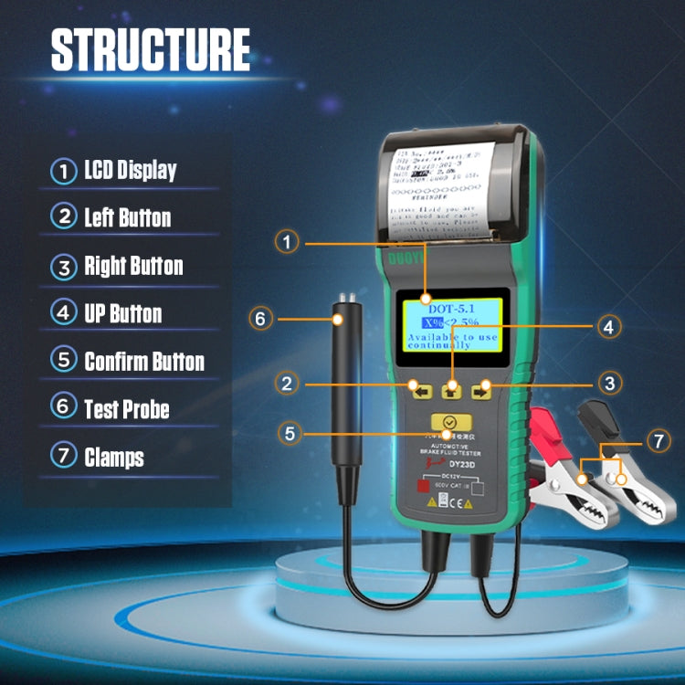 DUOYI DY23D Car Brake Fluid Detection Pen with Print Function - Electronic Test by DUOYI | Online Shopping South Africa | PMC TechLife | Buy Now Pay Later Mobicred
