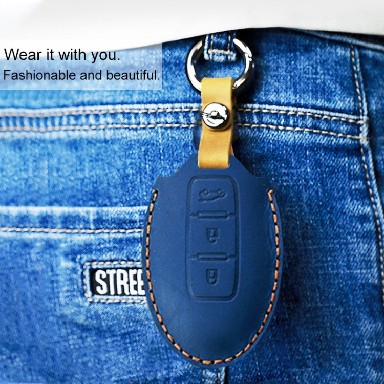 For Nissan Car Cowhide Leather Key Protective Cover Key Case, Four Keys Version (Red) - Car Key Cases by PMC Jewellery | Online Shopping South Africa | PMC Jewellery | Buy Now Pay Later Mobicred