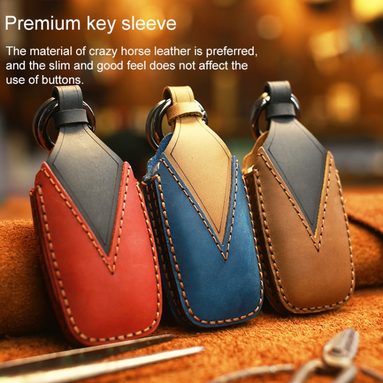For BMW Old Style Car Cowhide Leather Key Protective Cover Key Case, Two Keys Version (Red) - Car Key Cases by PMC TechLife | Online Shopping South Africa | PMC TechLife | Buy Now Pay Later Mobicred