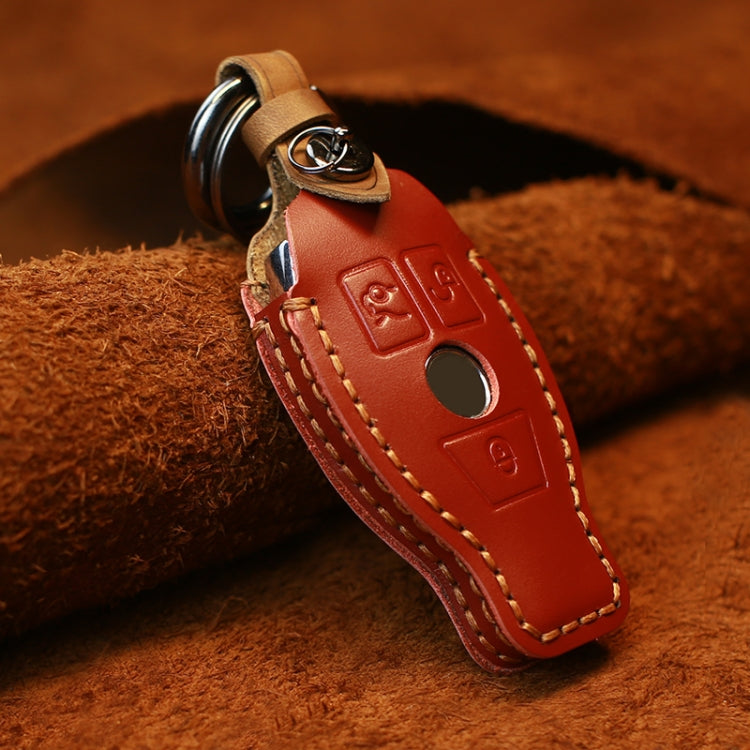 For Mercedes-Benz Old Style Car Cowhide Leather Key Protective Cover Key Case (Red) - Car Key Cases by PMC Jewellery | Online Shopping South Africa | PMC Jewellery | Buy Now Pay Later Mobicred