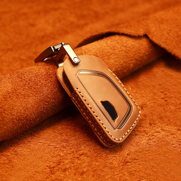 For Cadillac New Style Car Cowhide Leather Key Protective Cover Key Case (Brown) - Car Key Cases by PMC TechLife | Online Shopping South Africa | PMC TechLife | Buy Now Pay Later Mobicred