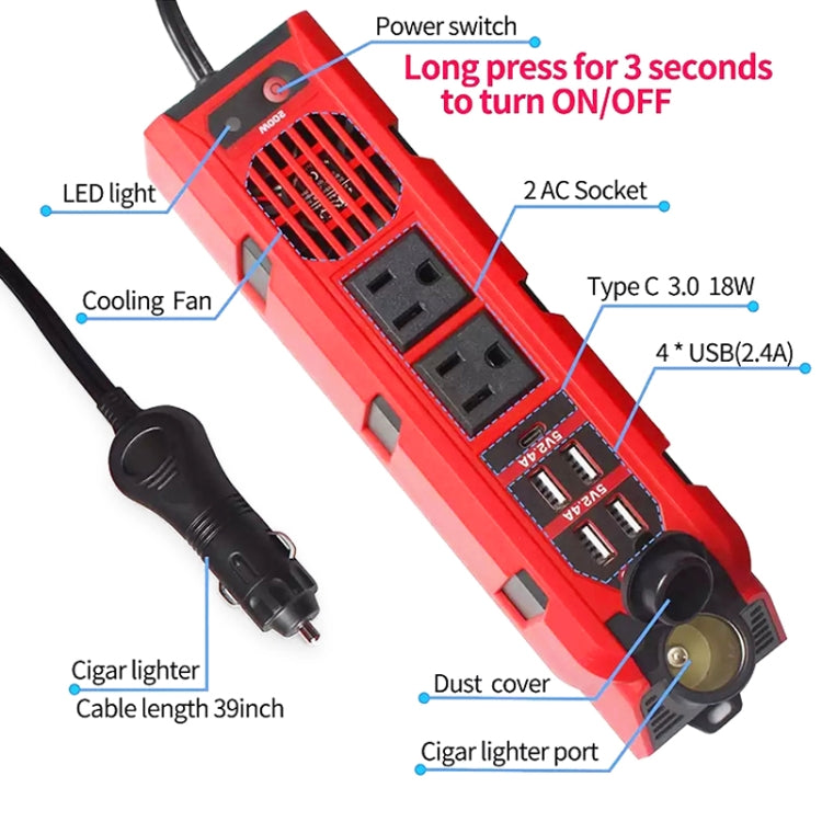 12V to 110V 200W Car Correction Sine Wave Inverter, US Plug - Modified Square Wave by PMC Jewellery | Online Shopping South Africa | PMC Jewellery | Buy Now Pay Later Mobicred