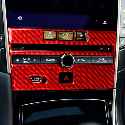 Car Carbon Fiber B Style CD Console Panel Decorative Sticker for Infiniti Q50 2014-2020, Left Drive(Red) - Car Interior Mouldings by PMC Jewellery | Online Shopping South Africa | PMC Jewellery | Buy Now Pay Later Mobicred