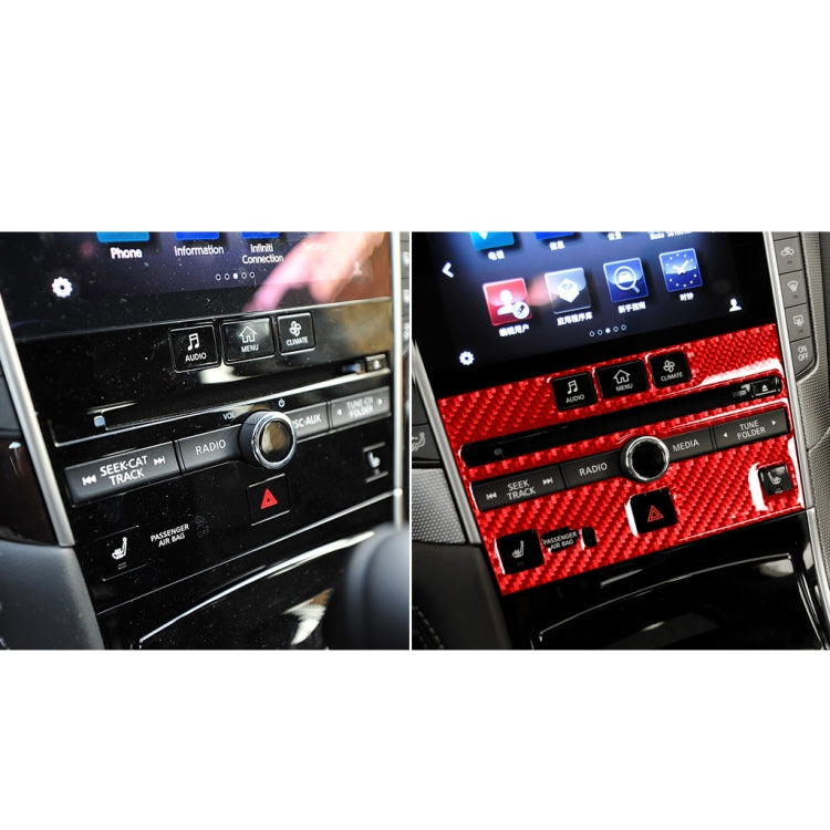 Car Carbon Fiber A Style CD Console Panel Decorative Sticker for Infiniti Q50 2014-2020, Left Drive(Red) - Car Interior Mouldings by PMC Jewellery | Online Shopping South Africa | PMC Jewellery | Buy Now Pay Later Mobicred