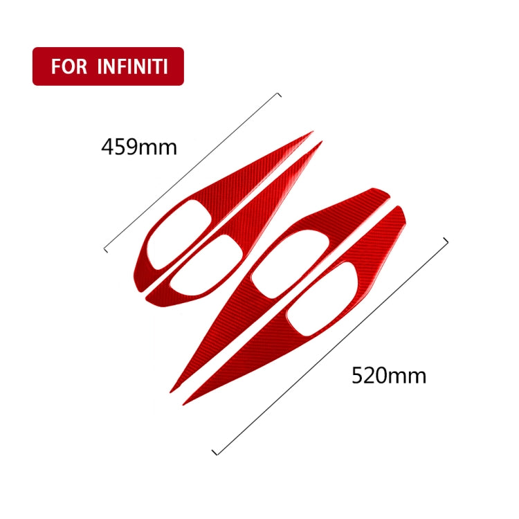 Car Carbon Fiber A Style Door Handle Panel Decorative Sticker for Infiniti Q50 2014-2020, Left and Right Drive(Red) - Car Interior Mouldings by PMC Jewellery | Online Shopping South Africa | PMC Jewellery | Buy Now Pay Later Mobicred