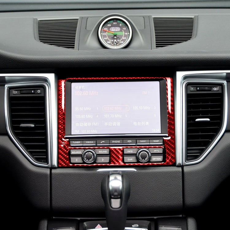 Car Carbon Fiber Navigation Panel Decorative Sticker for Porsche Macan 2014-2018, Left and Right Drive Universal (Red) - Car Interior Mouldings by PMC TechLife | Online Shopping South Africa | PMC TechLife | Buy Now Pay Later Mobicred