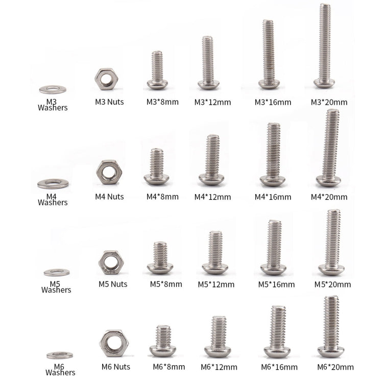 520 PCS 304 Stainless Steel Screws and Nuts Hex Socket Head Cap Screws Gasket Wrench Assortment Set Kit - Booster Cable & Clip by PMC Jewellery | Online Shopping South Africa | PMC Jewellery | Buy Now Pay Later Mobicred