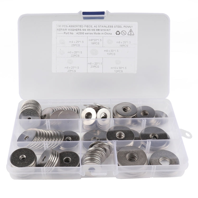 150 PCS Round Shape Stainless Steel Flat Washer Assorted Kit for Car / Boat / Home Appliance - Nuts & Bolts by PMC Jewellery | Online Shopping South Africa | PMC Jewellery | Buy Now Pay Later Mobicred