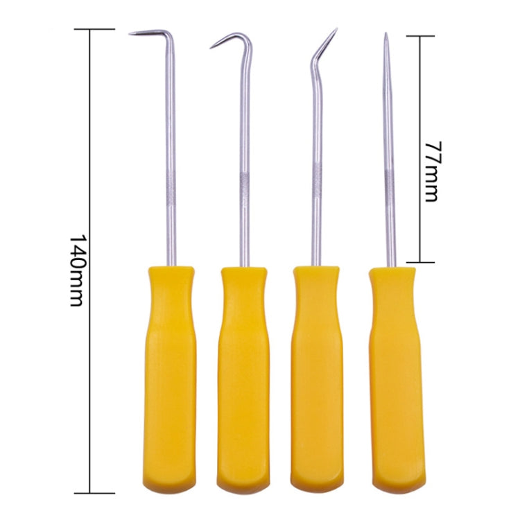 4 PCS Car Pick and Hook Set O Ring Oil Seal Gasket Puller Remover Craft Hand Tool Car Remover Tool Set (Yellow) - Hand Tool Sets by PMC Jewellery | Online Shopping South Africa | PMC Jewellery | Buy Now Pay Later Mobicred