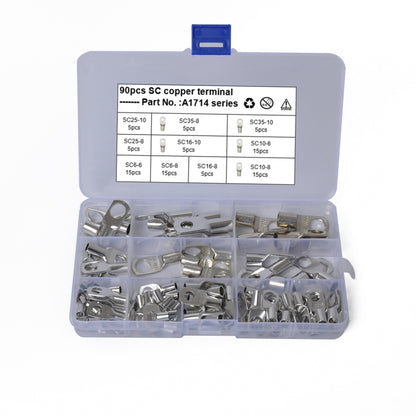 90 in 1 Boat / Car Bolt Hole Tinned Copper Terminals Set Wire Terminals Connector Cable Lugs SC Terminals - Nuts & Bolts by PMC Jewellery | Online Shopping South Africa | PMC Jewellery