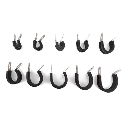 10 PCS Car Rubber Cushion Pipe Clamps Stainless Steel Clamps, Size: 3/8 inch (10mm) - Booster Cable & Clip by PMC Jewellery | Online Shopping South Africa | PMC Jewellery | Buy Now Pay Later Mobicred