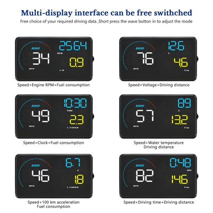 A9 5.5 inch Universal Car OBD2 HUD Vehicle-mounted Head Up Display (Blue) - Head Up Display System by PMC Jewellery | Online Shopping South Africa | PMC Jewellery | Buy Now Pay Later Mobicred