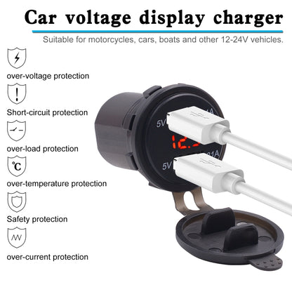 Universal Car Dual Port USB Charger Power Outlet Adapter 4.2A 5V IP66 with LED Digital Voltmeter + 60cm Cable(Red Light) - DIY Modified Charger by PMC Jewellery | Online Shopping South Africa | PMC Jewellery | Buy Now Pay Later Mobicred