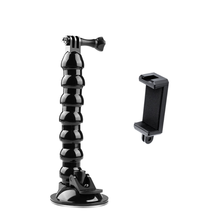 Extended Suction Cup Jaws Flex Clamp Mount with Cold Shoe Phone Clamp (Black) - Holder by PMC Jewellery | Online Shopping South Africa | PMC Jewellery | Buy Now Pay Later Mobicred