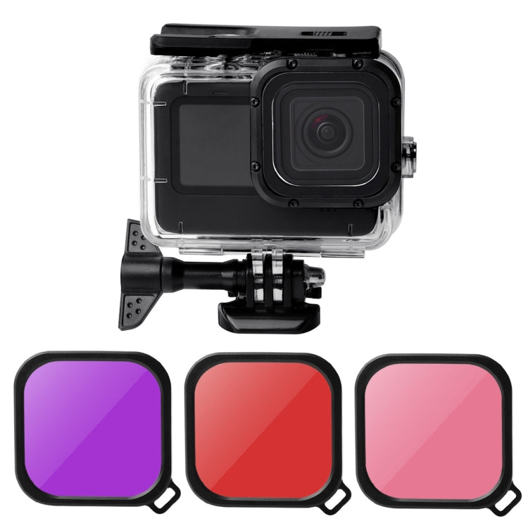 Waterproof Case + Touch Back Cover + Color Lens Filter for GoPro HERO10 Black / HERO9 Black (Purple) - Waterproof Cases by PMC Jewellery | Online Shopping South Africa | PMC Jewellery | Buy Now Pay Later Mobicred