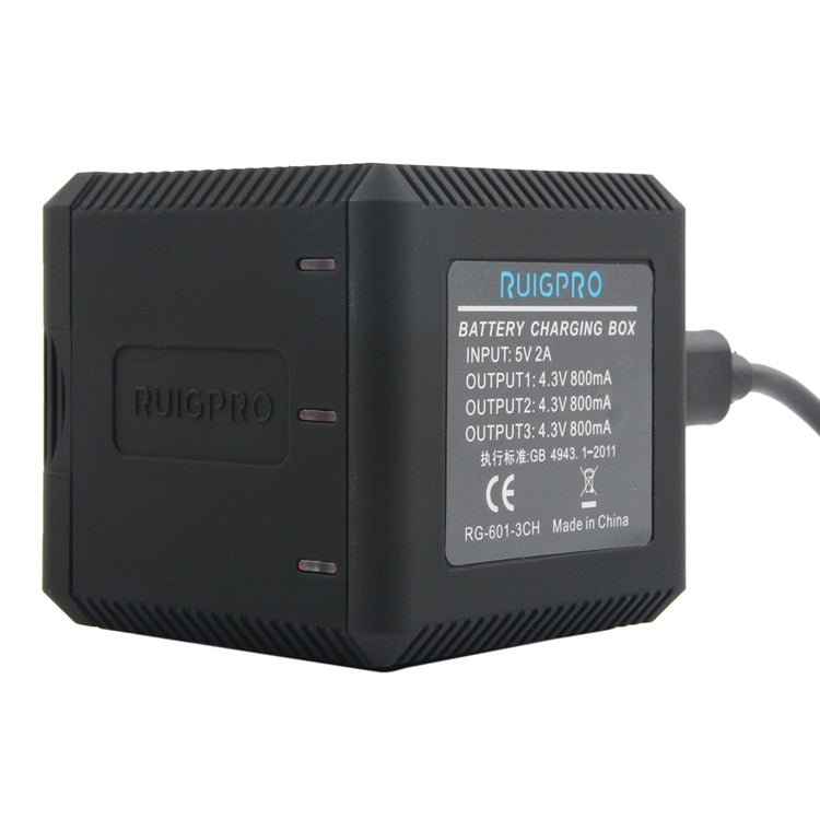 RUIGPRO USB Triple Batteries Housing Charger Box with USB Cable & LED Indicator Light for GoPro HERO6 /5(Black) - Charger by RUIGPRO | Online Shopping South Africa | PMC Jewellery | Buy Now Pay Later Mobicred