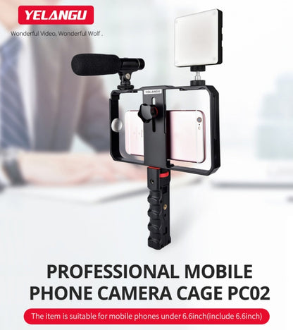 YELANGU YLG0901B Vlogging Live Broadcast Smartphone Plastic Cage Video Rig Filmmaking Recording Handle Stabilizer Bracket for iPhone, Galaxy, Huawei, Xiaomi, HTC, LG, Google, and Other Smartphones(Black) - Stand by YELANGU | Online Shopping South Africa | PMC Jewellery | Buy Now Pay Later Mobicred