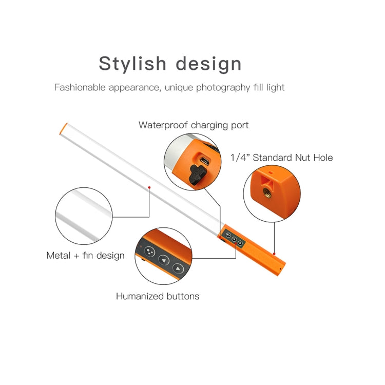 LUXCeO Q508D Dual Color Temperature Photo LED Stick Video Light Handheld LED Fill Light Flash Lighting Lamp(Orange) - free shipping - PMC TechLife - Order now!
