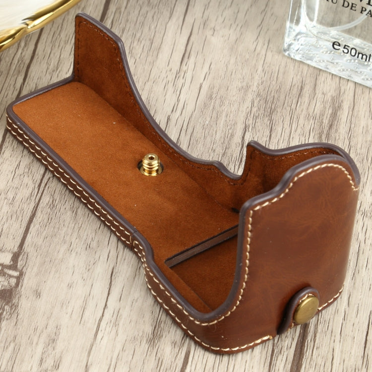 1/4 inch Thread PU Leather Camera Half Case Base for Sony ILCE-7C/A7C (Coffee) - free shipping - PMC TechLife - Order now!