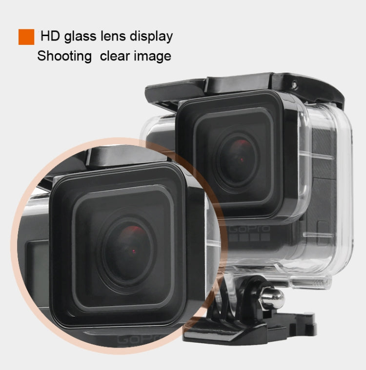 45m Waterproof Housing Protective Case + Touch Screen Back Cover for GoPro NEW HERO /HERO6 /5, with Buckle Basic Mount & Screw & (Purple, Red, Pink) Filters, No Need to Remove Lens (Transparent) - Waterproof Cases by PMC Jewellery | Online Shopping South Africa | PMC Jewellery | Buy Now Pay Later Mobicred