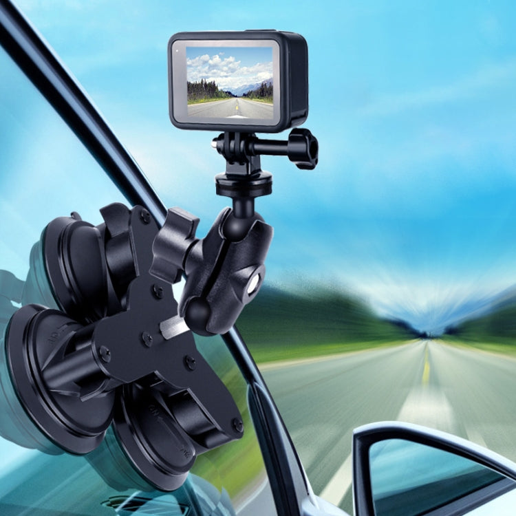 Dual Suction Cup Mount Holder with Tripod Adapter & Screw & Phone Clamp & Anti-lost Silicone Net for for GoPro Hero12 Black / Hero11 /10 /9 /8 /7 /6 /5, Insta360 Ace / Ace Pro, DJI Osmo Action 4 and Other Action Cameras, Smartphones(Black) - Holder by PMC Jewellery | Online Shopping South Africa | PMC Jewellery | Buy Now Pay Later Mobicred