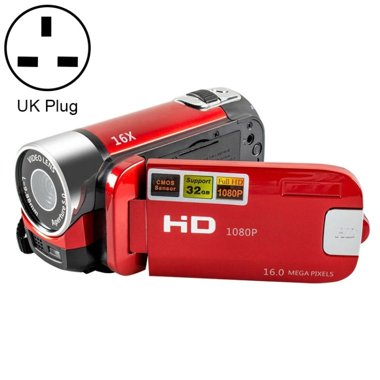 16X Digital Zoom HD 16 Million Pixel Home Travel DV Camera, UK Plug (Red) - Video Cameras by PMC Jewellery | Online Shopping South Africa | PMC Jewellery