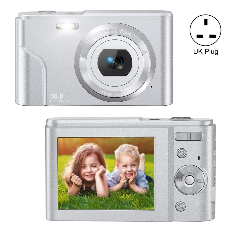 DC311 2.4 inch 36MP 16X Zoom 2.7K Full HD Digital Camera Children Card Camera, UK Plug (Silver) - Children Cameras by PMC Jewellery | Online Shopping South Africa | PMC Jewellery | Buy Now Pay Later Mobicred