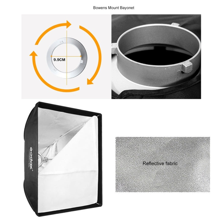 Godox 60 x 60cm Rectangle Softbox Photo Studio Bowens Mount Diffuser for Speedlite (Black) - free shipping - PMC TechLife - Order now!