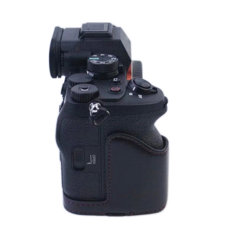 1/4 inch Thread PU Leather Camera Half Case Base for Sony A7 IV (Brown) - Half Case by PMC TechLife | Online Shopping South Africa | PMC TechLife | Buy Now Pay Later Mobicred