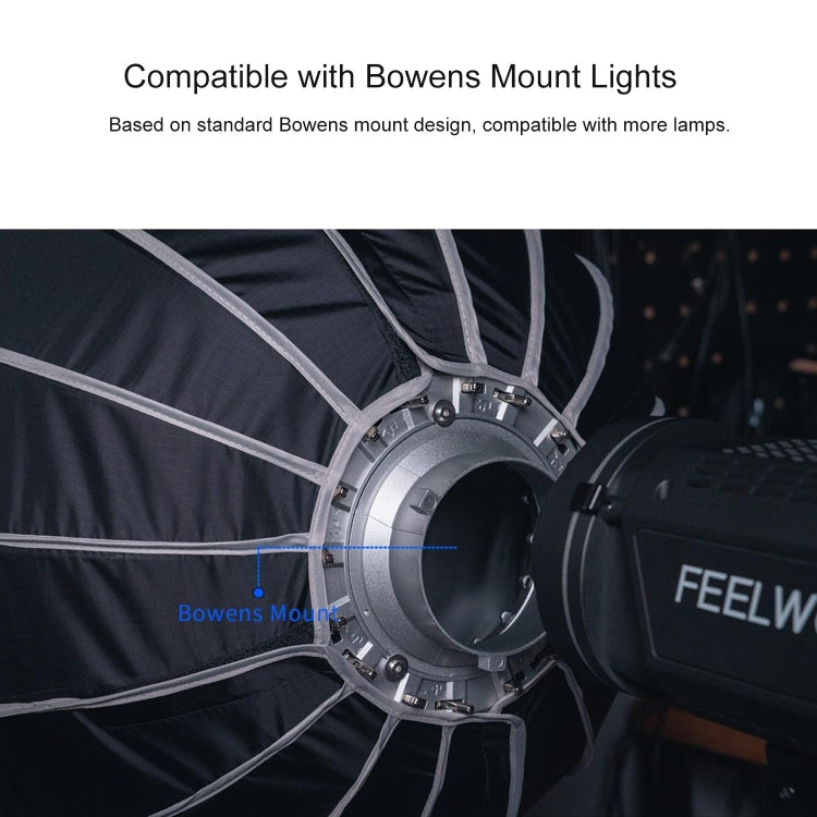 FEELWORLD FSP60 60cm Parabolic Softbox Quick Release Diffuser with Bowens Mount (Black) - free shipping - PMC TechLife - Order now!