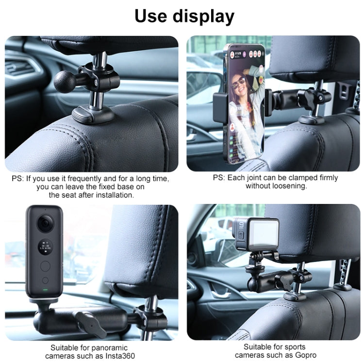 21mm Ballhead Car Front Seat Handlebar Fixed Mount Holder with Tripod Adapter & Screw for GoPro Hero12 Black / Hero11 /10 /9 /8 /7 /6 /5, Insta360 Ace / Ace Pro, DJI Osmo Action 4 and Other Action Cameras - Connection Mount by PMC Jewellery | Online Shopping South Africa | PMC Jewellery | Buy Now Pay Later Mobicred