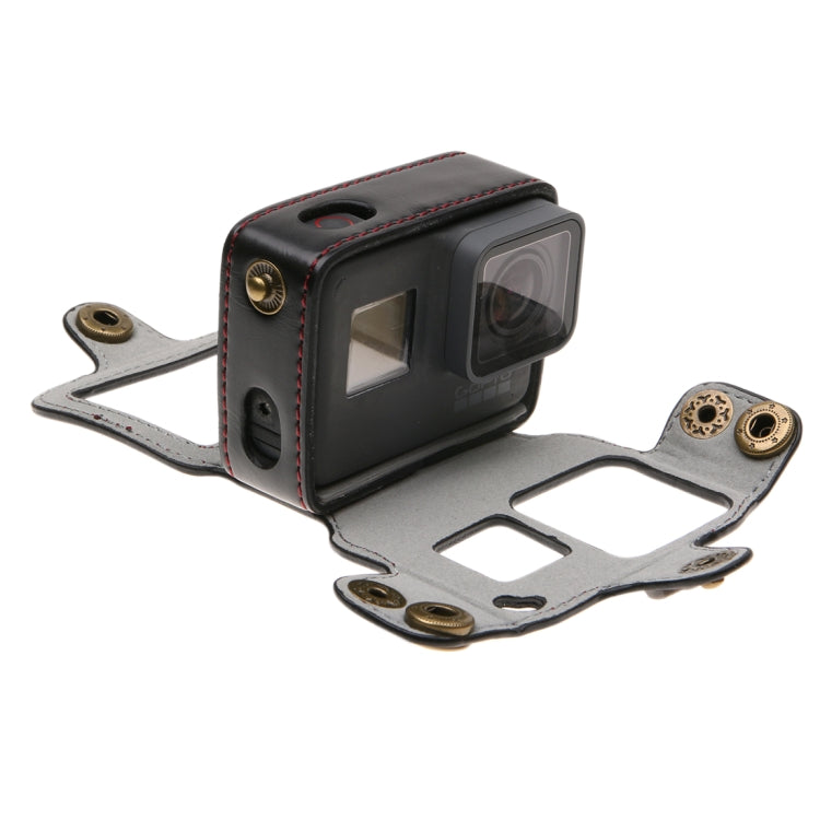 For GoPro HERO7 Black /6 /5  PU Leather Housing Case with Neck Strap & Buttons(Black) - Leather Cases by PMC TechLife | Online Shopping South Africa | PMC TechLife | Buy Now Pay Later Mobicred