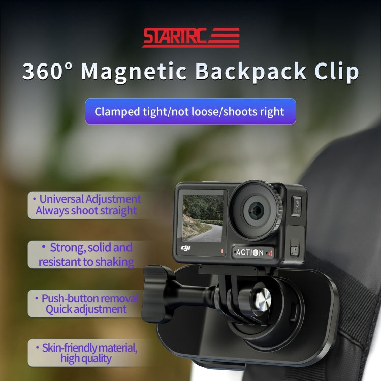 STARTRC 360 Degree Rotation Backpack Clip Magnetic Suction Mount (Black) - Case & Bags by STARTRC | Online Shopping South Africa | PMC Jewellery | Buy Now Pay Later Mobicred