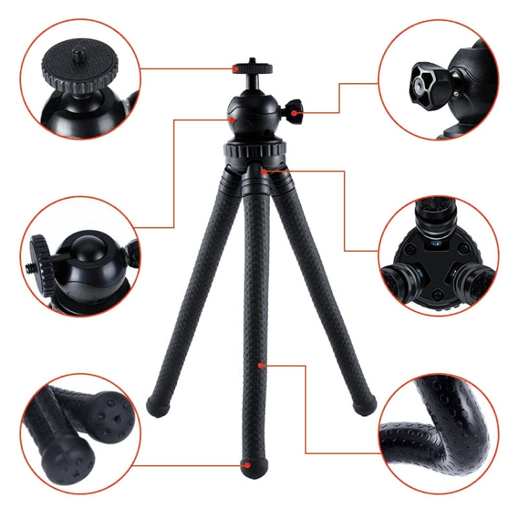 W1 Mini Octopus Flexible Tripod Holder with Ball Head for SLR Cameras, GoPro, Phones (Black) - Portable Mini Tripod by PMC Jewellery | Online Shopping South Africa | PMC Jewellery | Buy Now Pay Later Mobicred