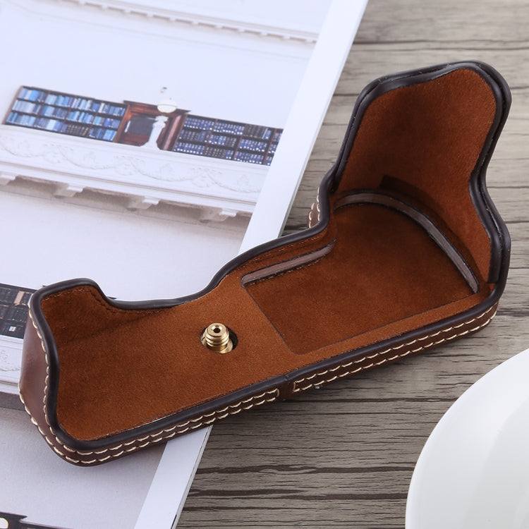 1/4 inch Thread PU Leather Camera Half Case Base for Canon EOS M5(Coffee) - free shipping - PMC TechLife - Order now!