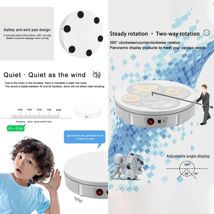 22cm USB Charging Rotating Display Stand Video Shooting Props Turntable, Load: 10kg, No Battery(White) -  by PMC TechLife | Online Shopping South Africa | PMC TechLife | Buy Now Pay Later Mobicred